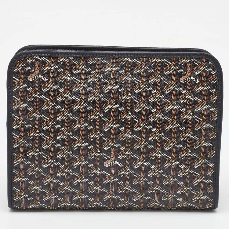 Pre Owned Goyard Black Goyardine Coated Canvas Jouvence MM Toiletry Bag