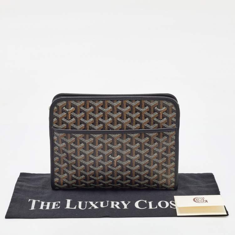 Pre Owned Goyard Black Goyardine Coated Canvas Jouvence MM Toiletry Bag