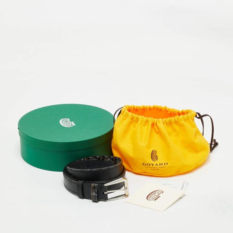 Pre Owned Goyard Black Goyardine Coated Canvas and Leather Fregate Belt 90 CM