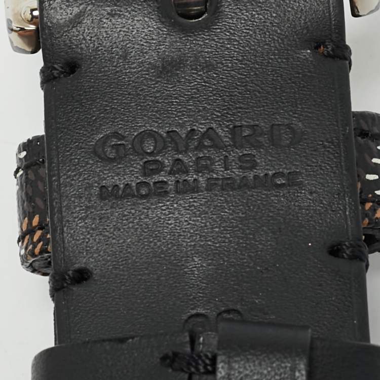 Pre Owned Goyard Black Goyardine Coated Canvas and Leather Fregate Belt 90 CM