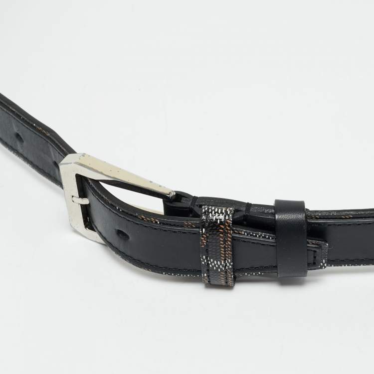 Pre Owned Goyard Black Goyardine Coated Canvas and Leather Fregate Belt 90 CM
