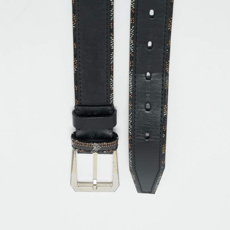 Pre Owned Goyard Black Goyardine Coated Canvas and Leather Fregate Belt 90 CM