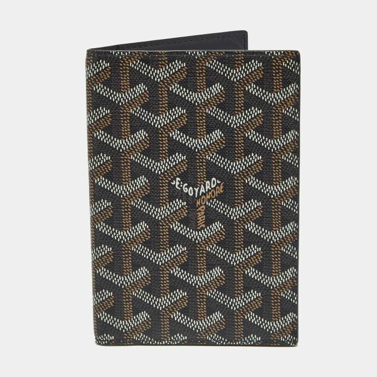 Pre Owned Goyard Black Goyardine Coated Canvas Grenelle Passport Cover