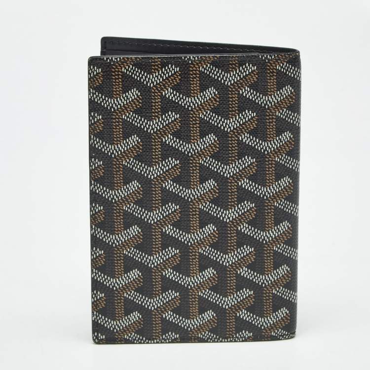 Pre Owned Goyard Black Goyardine Coated Canvas Grenelle Passport Cover