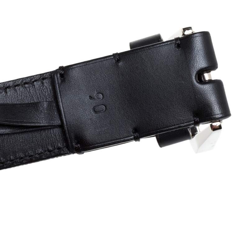 Pre Owned Goyard Black Goyardine Coated Canvas Florida Buckle Belt 90CM