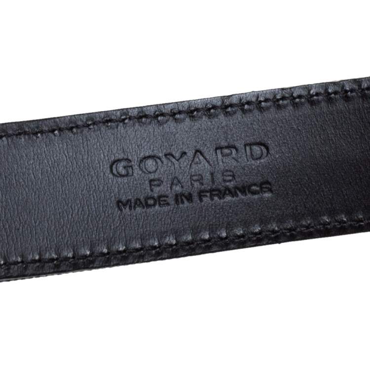 Pre Owned Goyard Black Goyardine Coated Canvas Florida Buckle Belt 90CM
