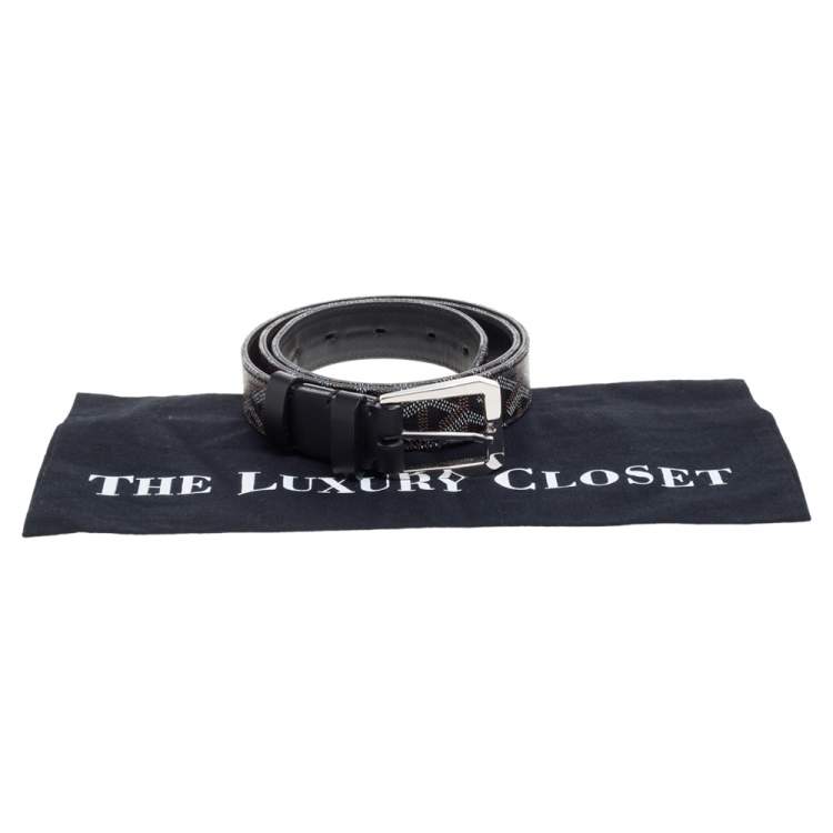 Pre Owned Goyard Black Goyardine Coated Canvas Florida Buckle Belt 90CM