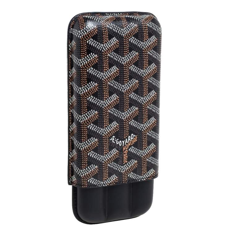 Pre Owned Goyard Black Goyardine Coated Canvas and Leather Churchill 3 Cigar Case