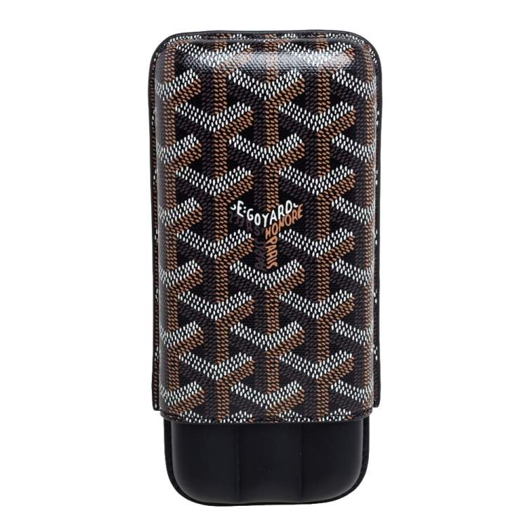Pre Owned Goyard Black Goyardine Coated Canvas and Leather Churchill 3 Cigar Case