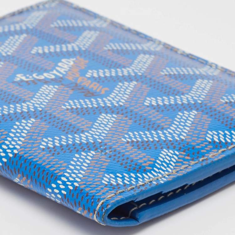 Pre Owned Goyard Blue Goyardine Coated Canvas Saint Marc Card Holder