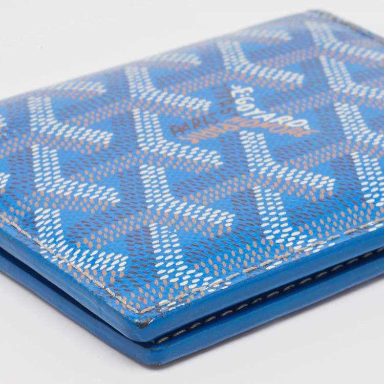 Pre Owned Goyard Blue Goyardine Coated Canvas Saint Marc Card Holder