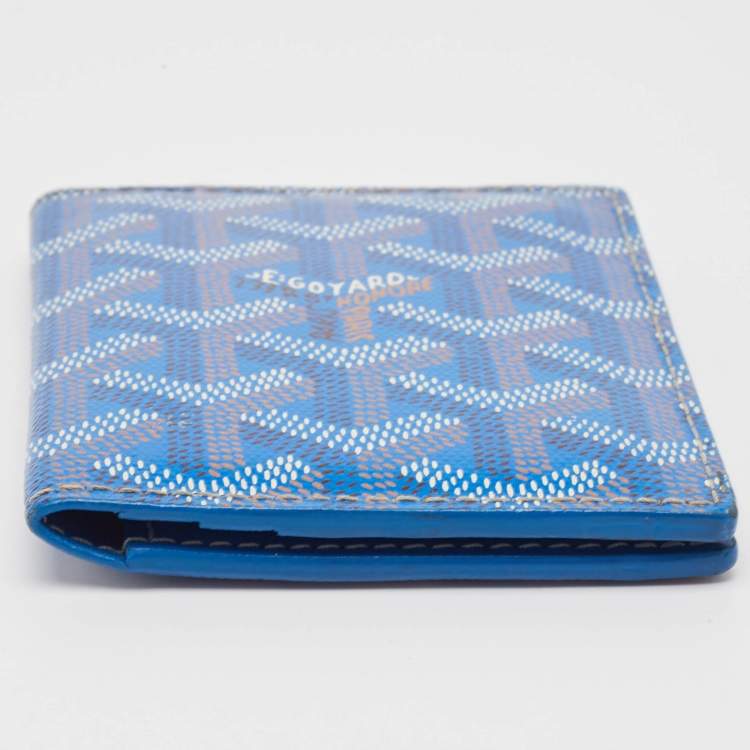 Pre Owned Goyard Blue Goyardine Coated Canvas Saint Marc Card Holder