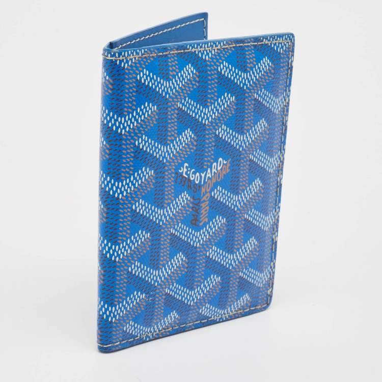 Pre Owned Goyard Blue Goyardine Coated Canvas Saint Marc Card Holder