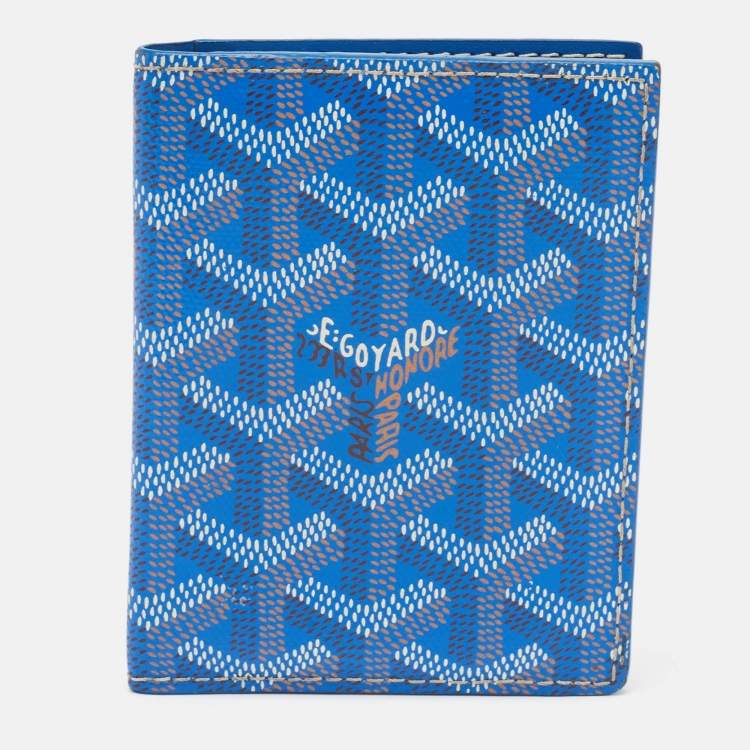 Pre Owned Goyard Blue Goyardine Coated Canvas Saint Marc Card Holder