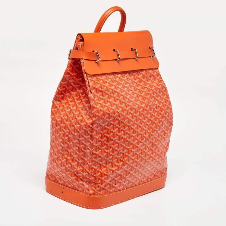 Pre Owned Goyard Orange Goyardine Coated Canvas and Leather Steamer Bag