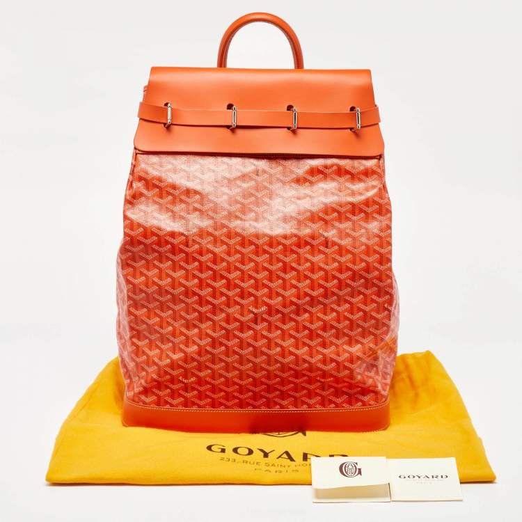 Pre Owned Goyard Orange Goyardine Coated Canvas and Leather Steamer Bag