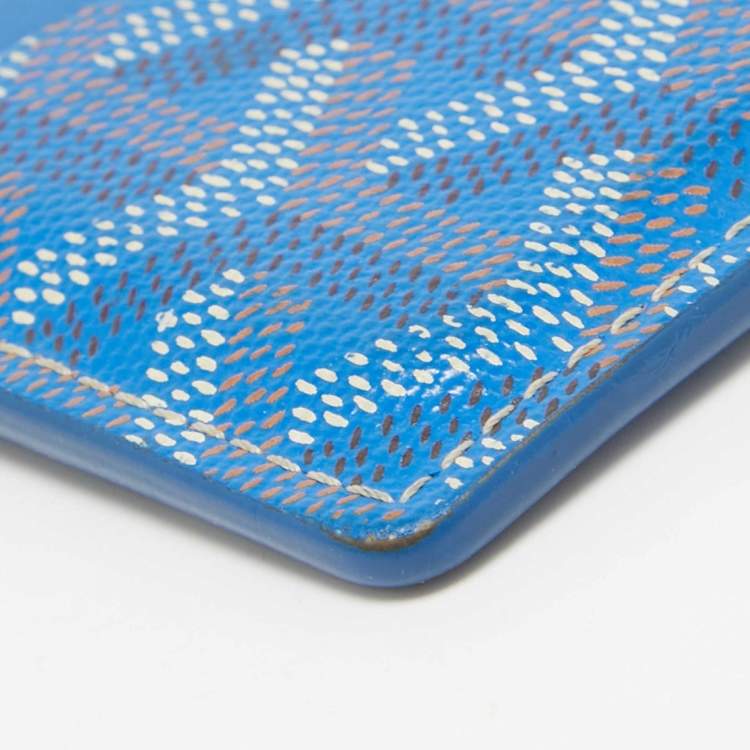 Pre Owned Goyard Blue Goyardine Coated Canvas and Leather Saint Sulpice Card Holder