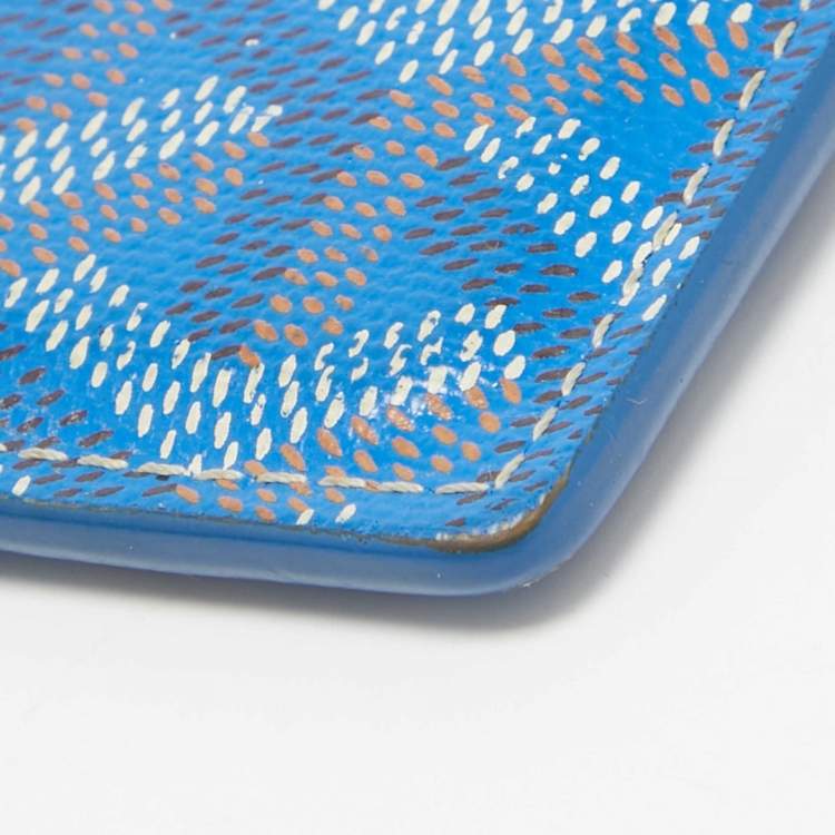 Pre Owned Goyard Blue Goyardine Coated Canvas and Leather Saint Sulpice Card Holder