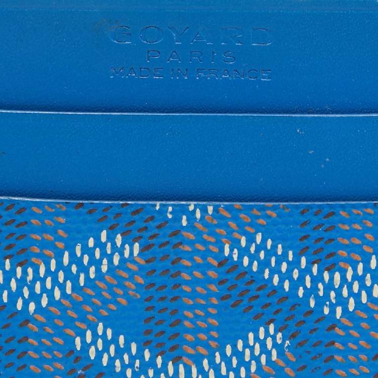 Pre Owned Goyard Blue Goyardine Coated Canvas and Leather Saint Sulpice Card Holder