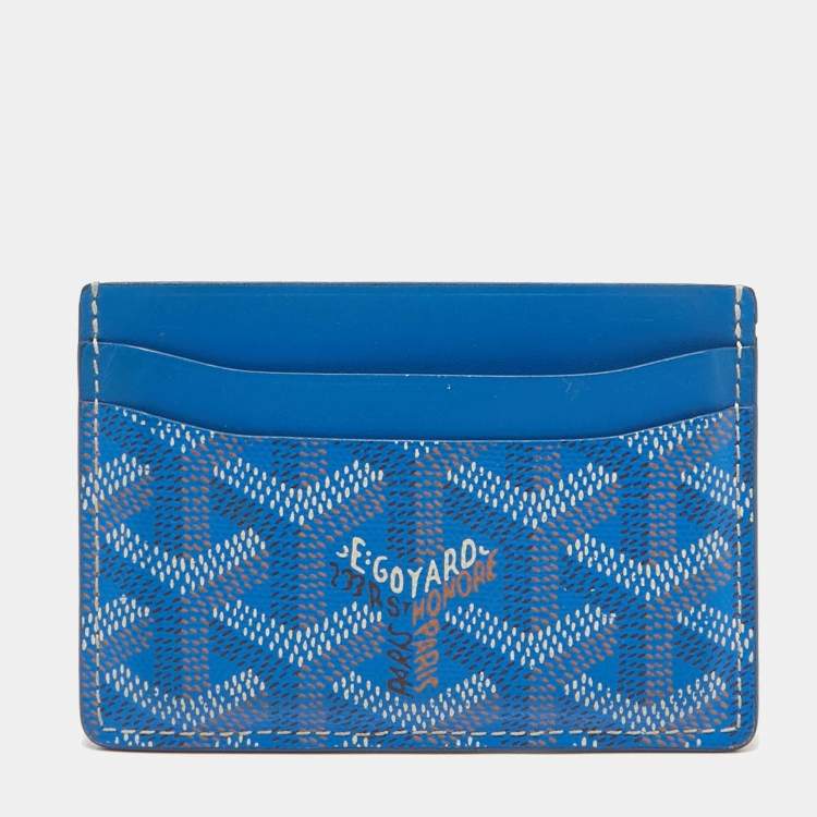 Pre Owned Goyard Blue Goyardine Coated Canvas and Leather Saint Sulpice Card Holder