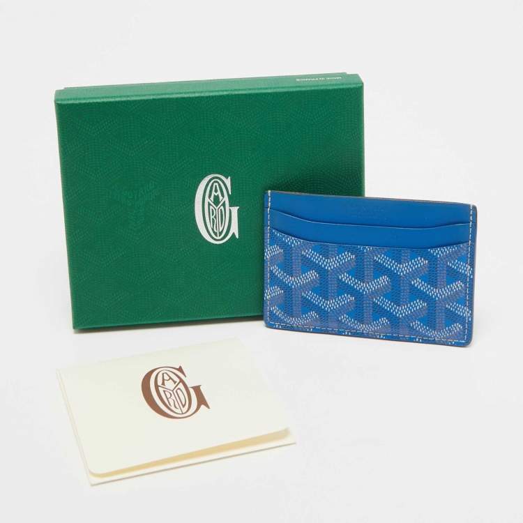 Pre Owned Goyard Blue Goyardine Coated Canvas and Leather Saint Sulpice Card Holder