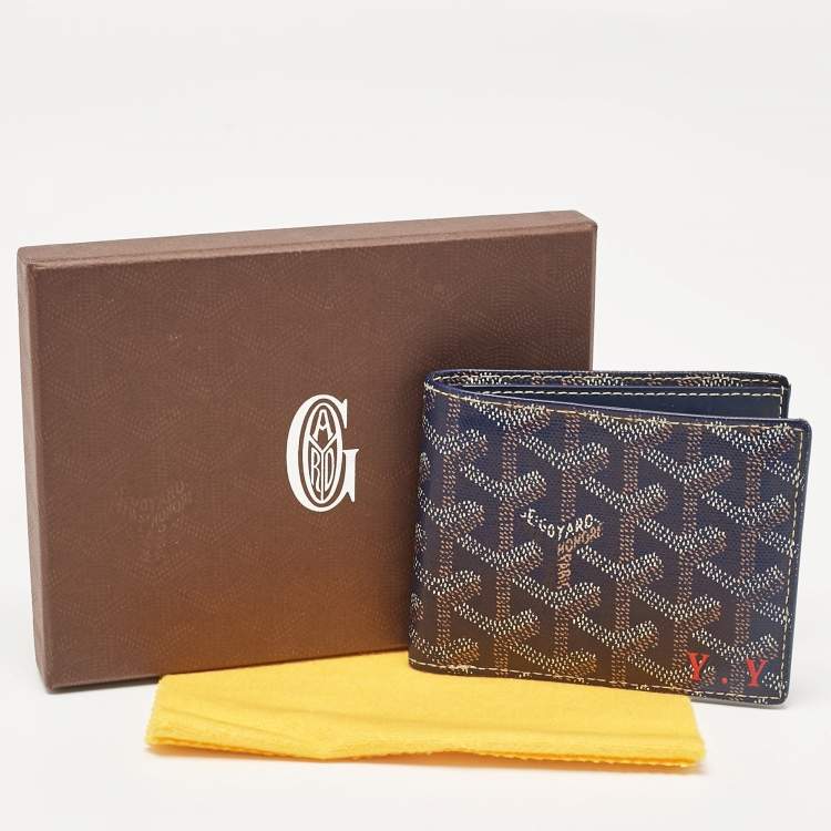 Pre Owned Goyard Blue Goyardine Coated Canvas Victoire Bifold Wallet