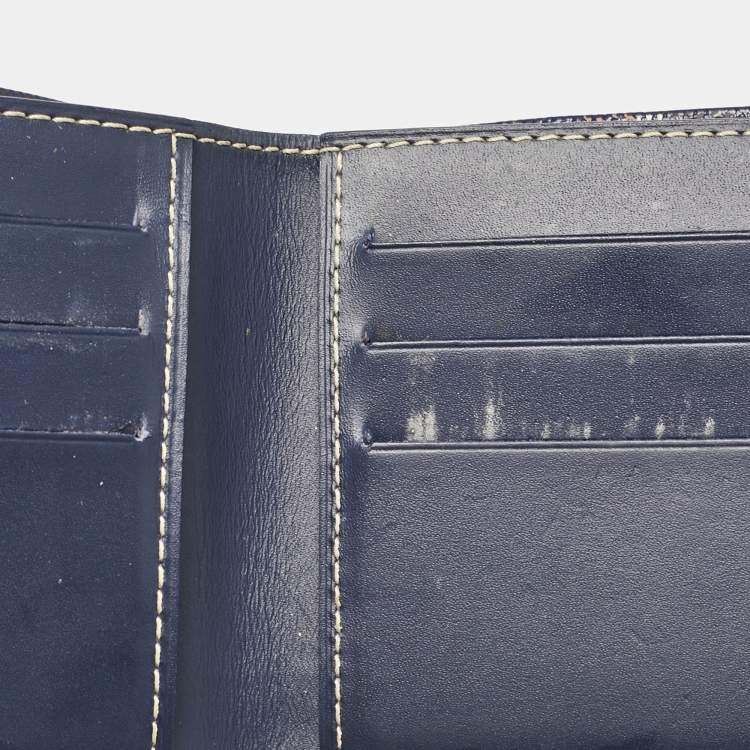 Pre Owned Goyard Blue Goyardine Coated Canvas Victoire Bifold Wallet