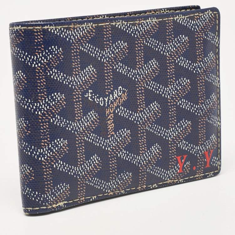 Pre Owned Goyard Blue Goyardine Coated Canvas Victoire Bifold Wallet