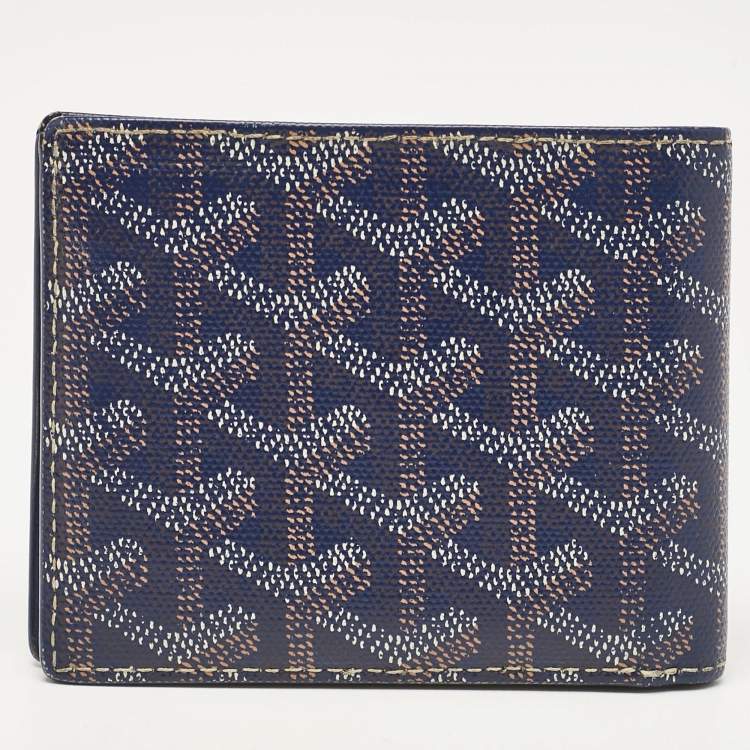 Pre Owned Goyard Blue Goyardine Coated Canvas Victoire Bifold Wallet