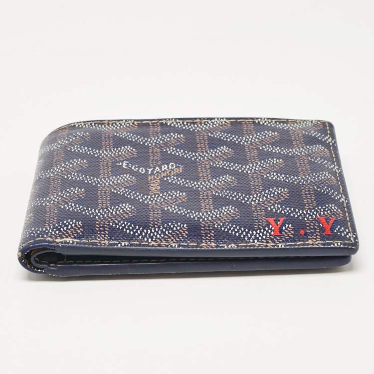 Pre Owned Goyard Blue Goyardine Coated Canvas Victoire Bifold Wallet