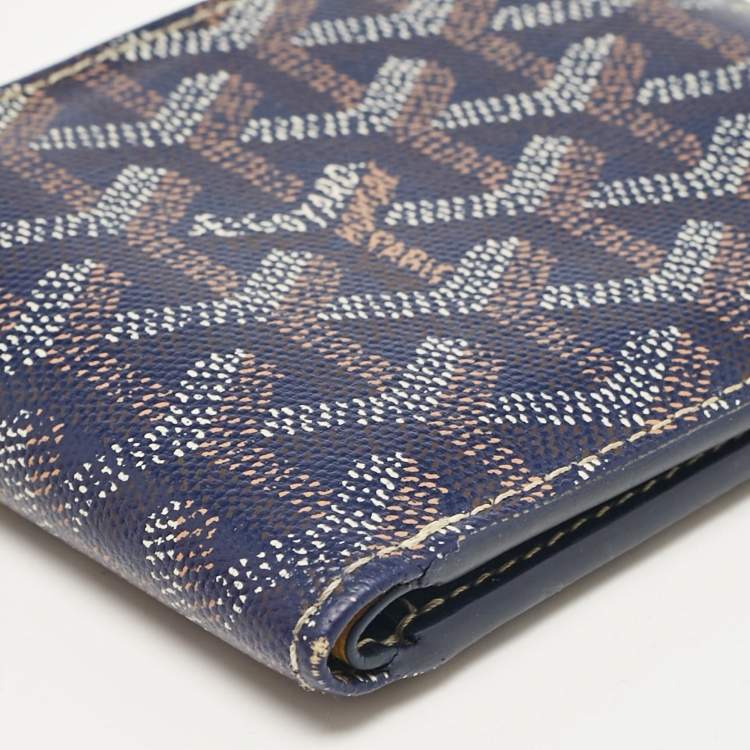Pre Owned Goyard Blue Goyardine Coated Canvas Victoire Bifold Wallet