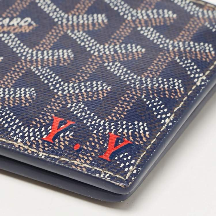 Pre Owned Goyard Blue Goyardine Coated Canvas Victoire Bifold Wallet