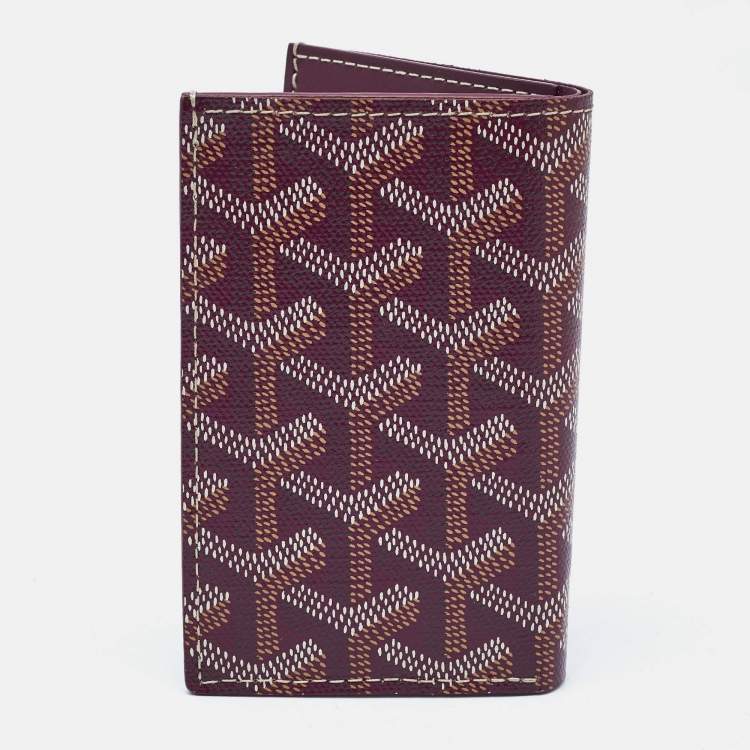 Pre Owned Goyard Burgundy Goyardine Coated Canvas Saint Pierre Card Holder
