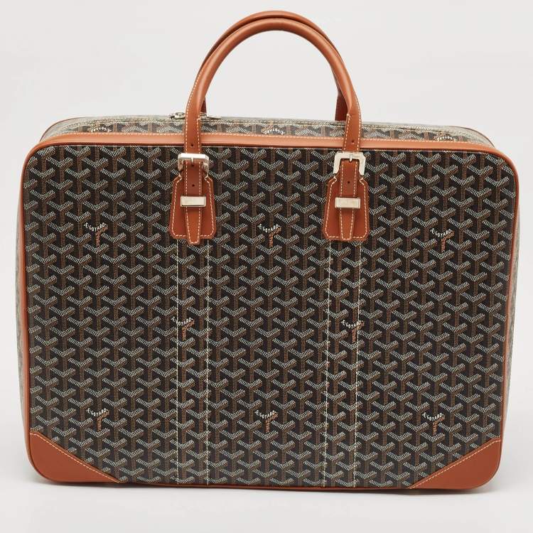 Pre Owned Goyard Brown Goyardine Coated Canvas and Leather Majordome 50 Soft Suitcase