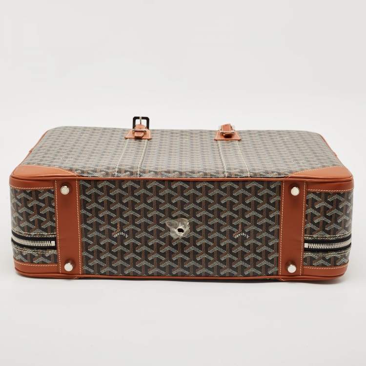 Pre Owned Goyard Brown Goyardine Coated Canvas and Leather Majordome 50 Soft Suitcase