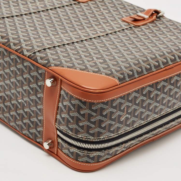Pre Owned Goyard Brown Goyardine Coated Canvas and Leather Majordome 50 Soft Suitcase