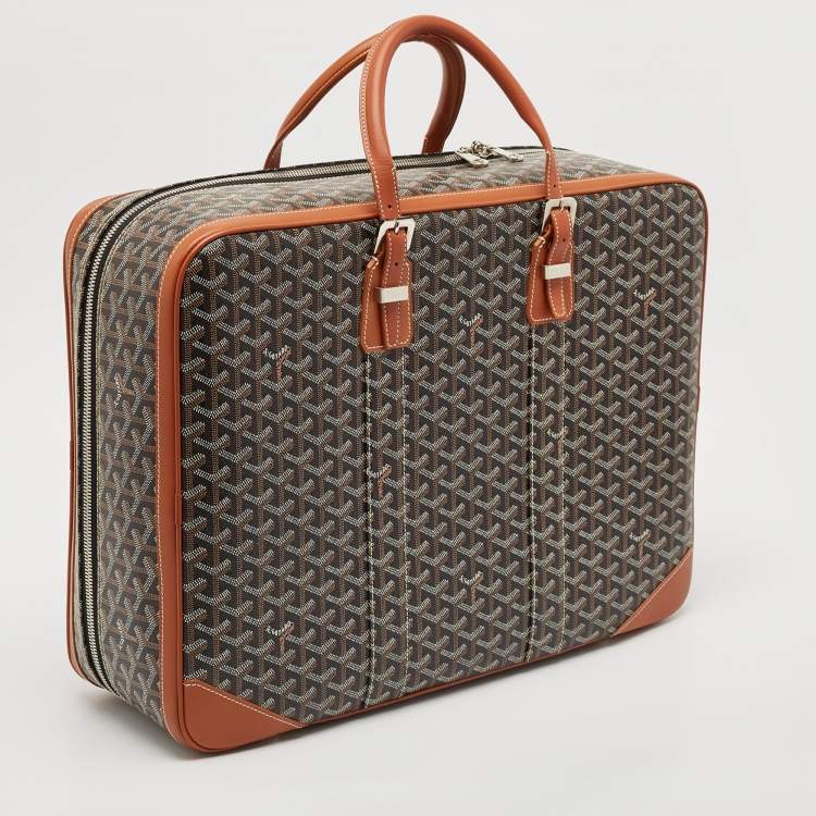 Pre Owned Goyard Brown Goyardine Coated Canvas and Leather Majordome 50 Soft Suitcase