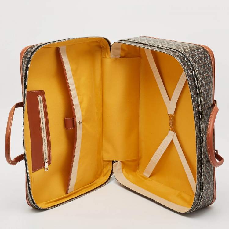 Pre Owned Goyard Brown Goyardine Coated Canvas and Leather Majordome 50 Soft Suitcase
