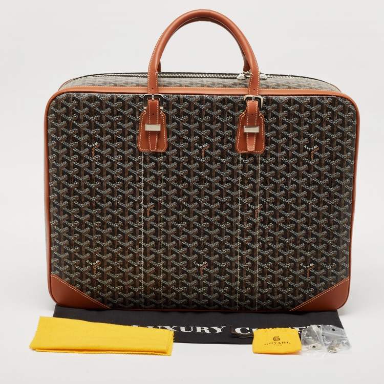 Pre Owned Goyard Brown Goyardine Coated Canvas and Leather Majordome 50 Soft Suitcase