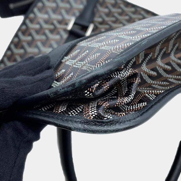 Pre Owned Goyard Black Goyardine Canvas and Leather Tote Bag