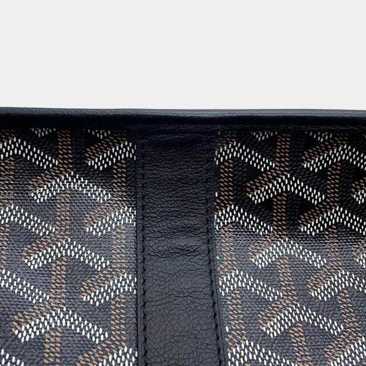 Pre Owned Goyard Black Goyardine Canvas and Leather Tote Bag