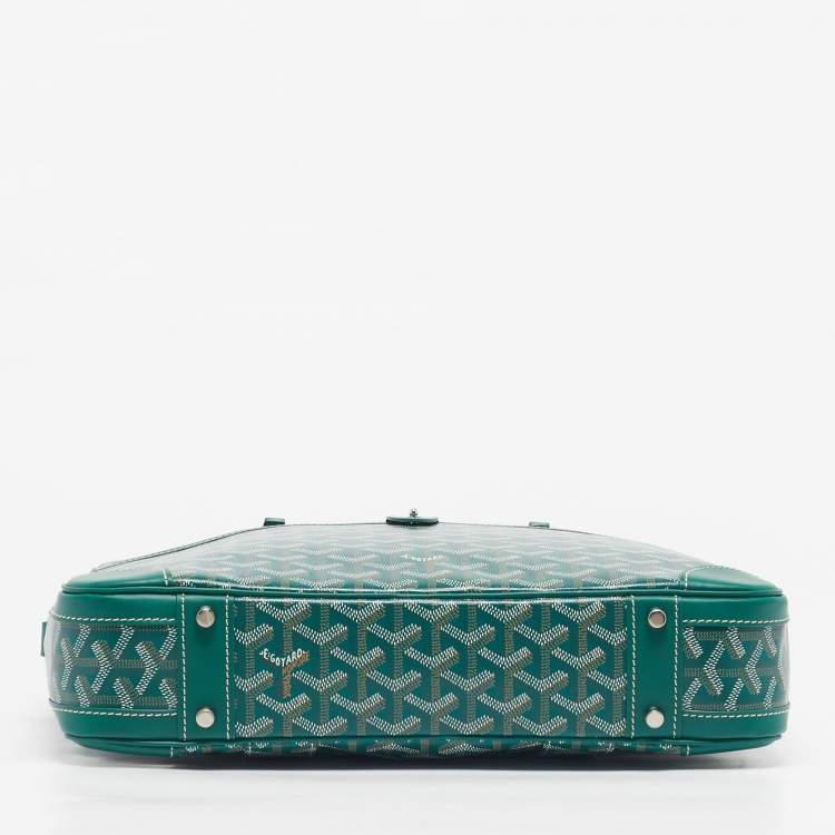 Pre Owned Goyard Green Goyardine Coated Canvas and Leather Ambassade PM Briefcase