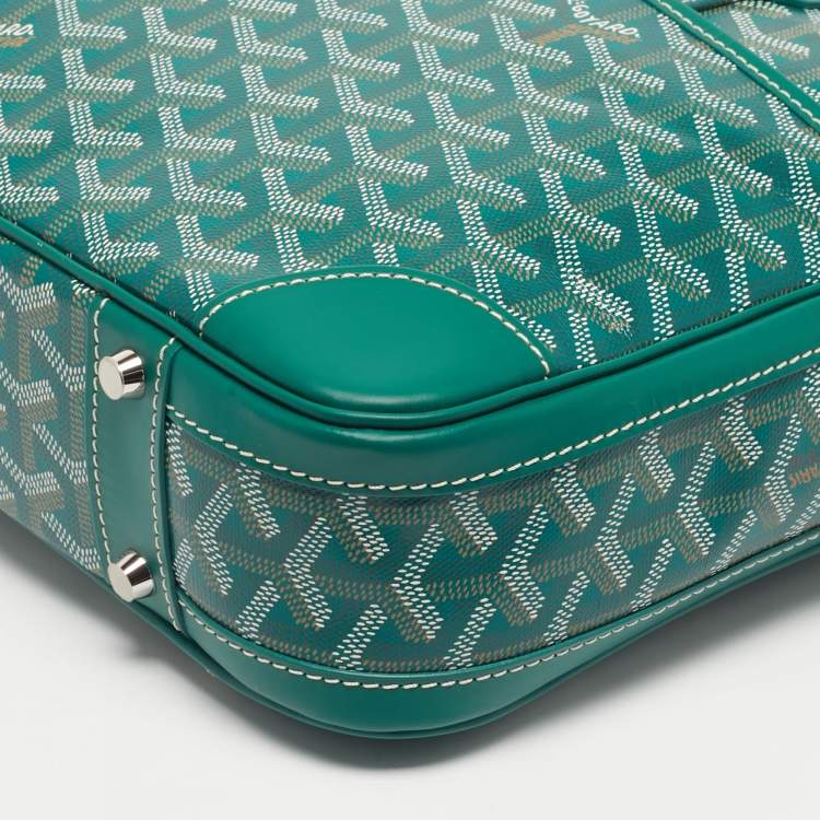 Pre Owned Goyard Green Goyardine Coated Canvas and Leather Ambassade PM Briefcase