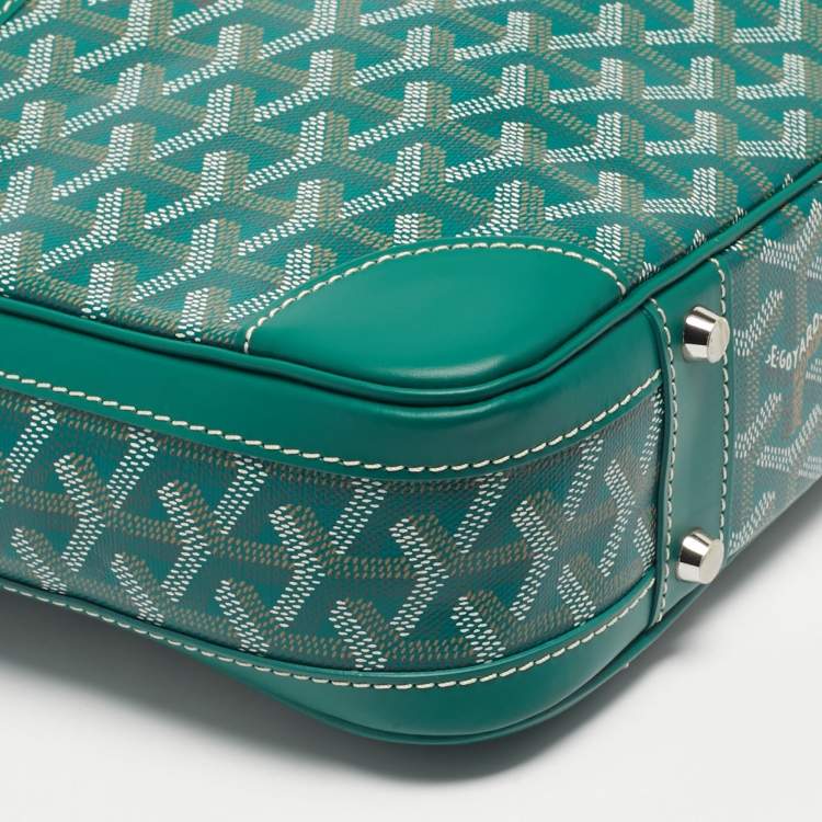 Pre Owned Goyard Green Goyardine Coated Canvas and Leather Ambassade PM Briefcase