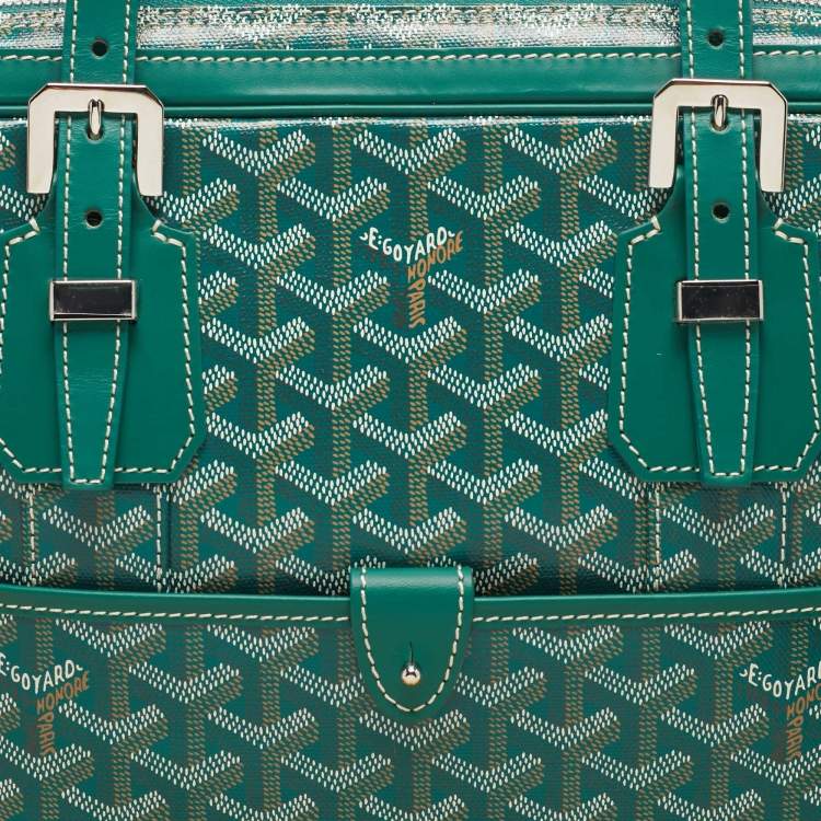 Pre Owned Goyard Green Goyardine Coated Canvas and Leather Ambassade PM Briefcase