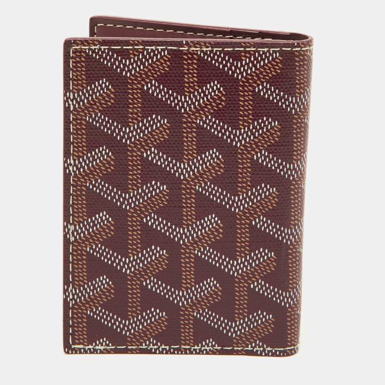 Pre Owned Goyard Burgundy Goyardine Coated Canvas Saint Pierre Bifold Card Holder