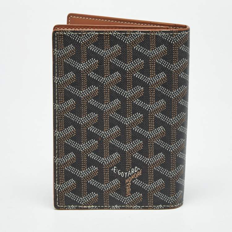Pre Owned Goyard Brown Goyardine Coated Canvas and Leather Travel Wallet