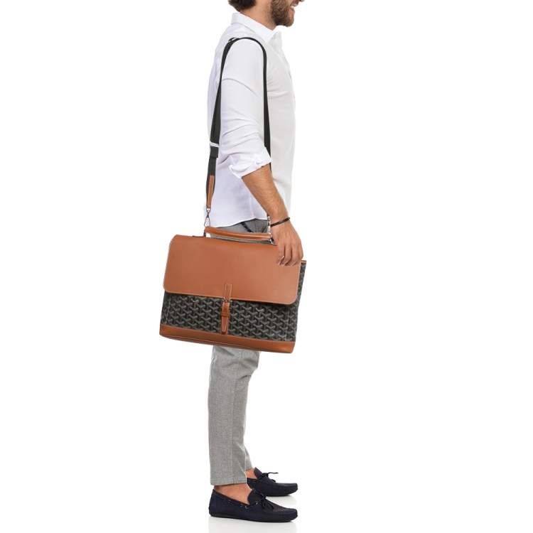 Pre Owned Goyard Brown Goyardine Coated Canvas and Leather Citadin Messenger Bag