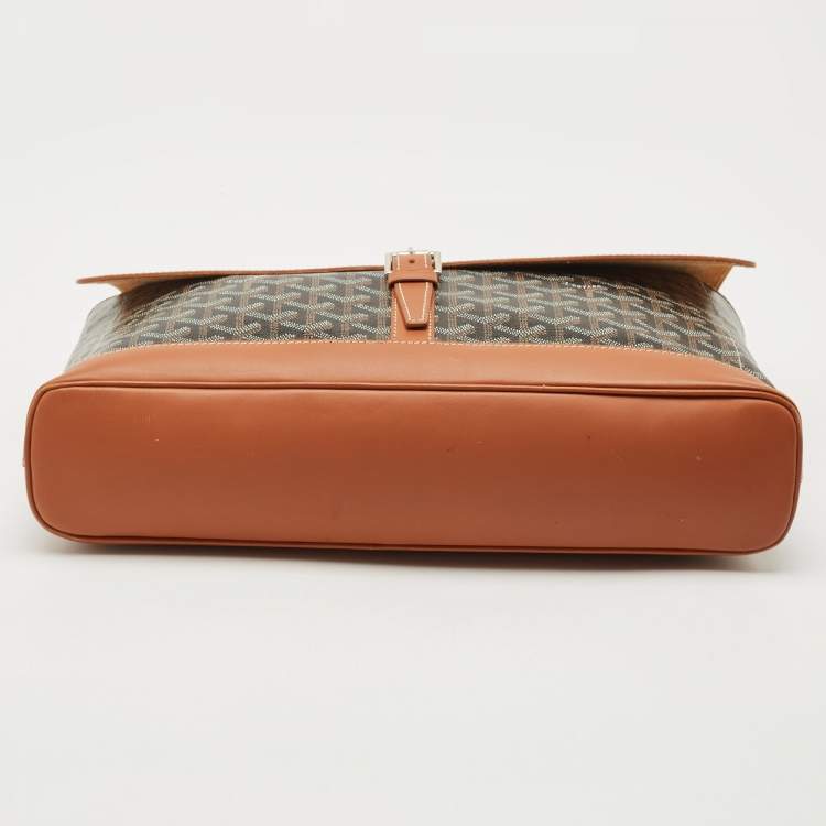 Pre Owned Goyard Brown Goyardine Coated Canvas and Leather Citadin Messenger Bag