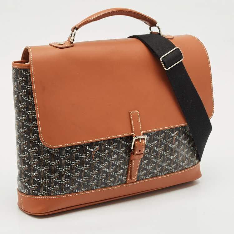 Pre Owned Goyard Brown Goyardine Coated Canvas and Leather Citadin Messenger Bag
